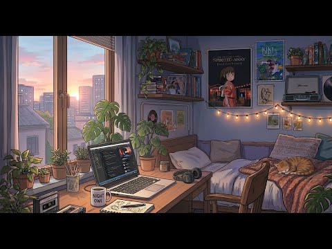 🌅 Lofi Morning with Cat | Slow Morning, Homework & Soft Window Light ☕🐱