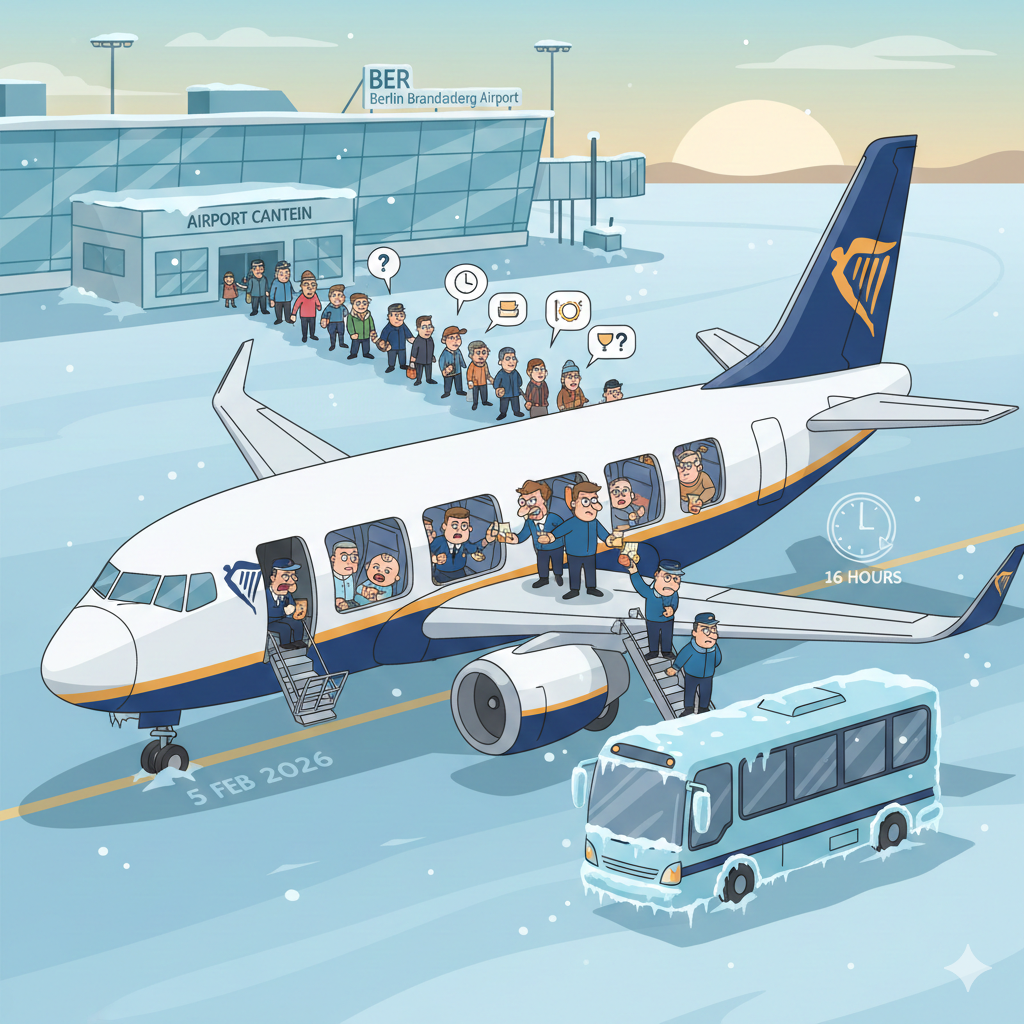 6 часов в самолёте: как пассажиры Ryanair застряли в аэропорту Берлина